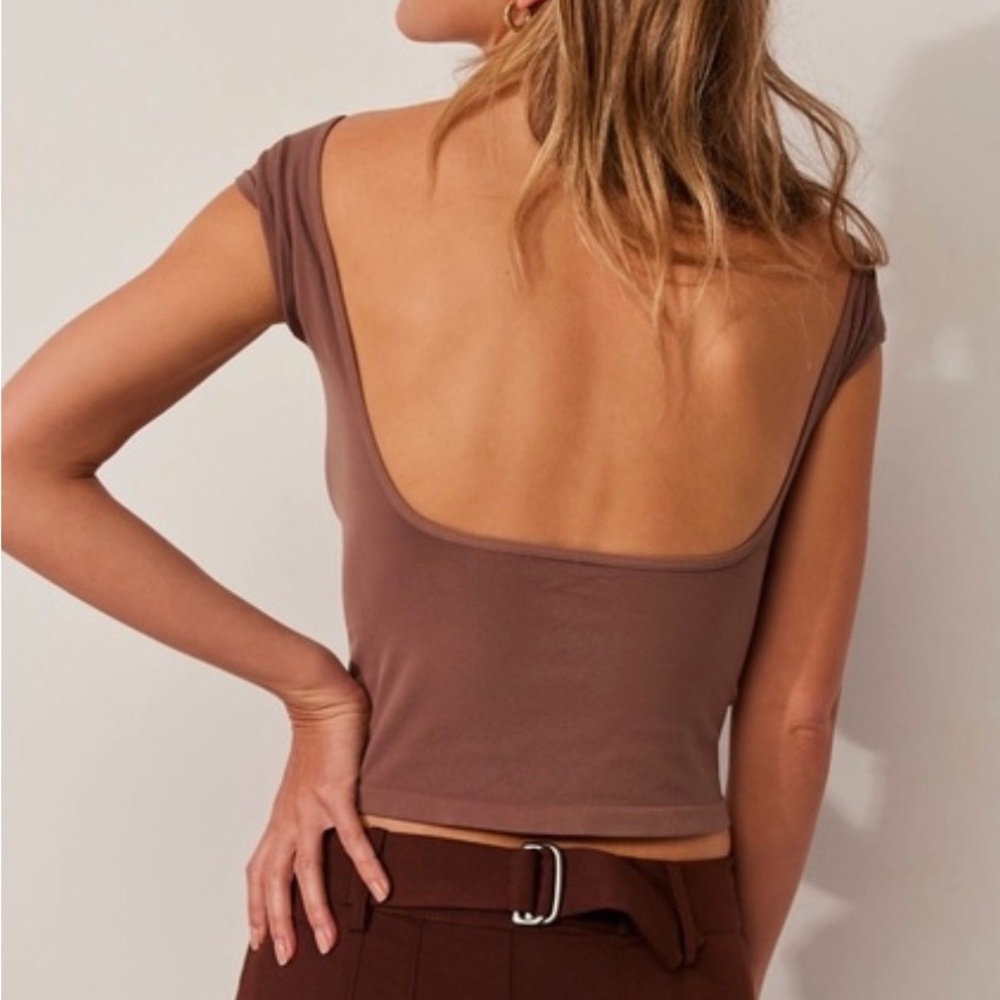 Free People Brown Cap Sleeve Backless Top